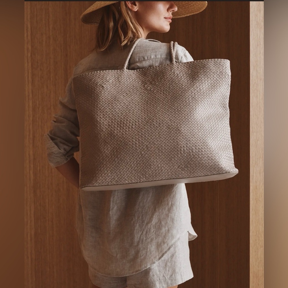 Quince 100% Leather Woven Tote